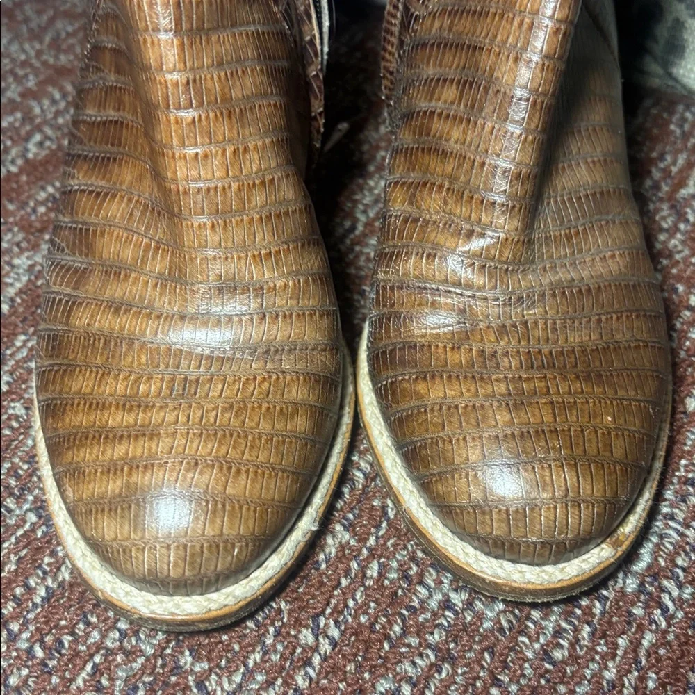Maison Margiela boots embossed snakeskin Brown Textured Ankle Boots wedge bootie